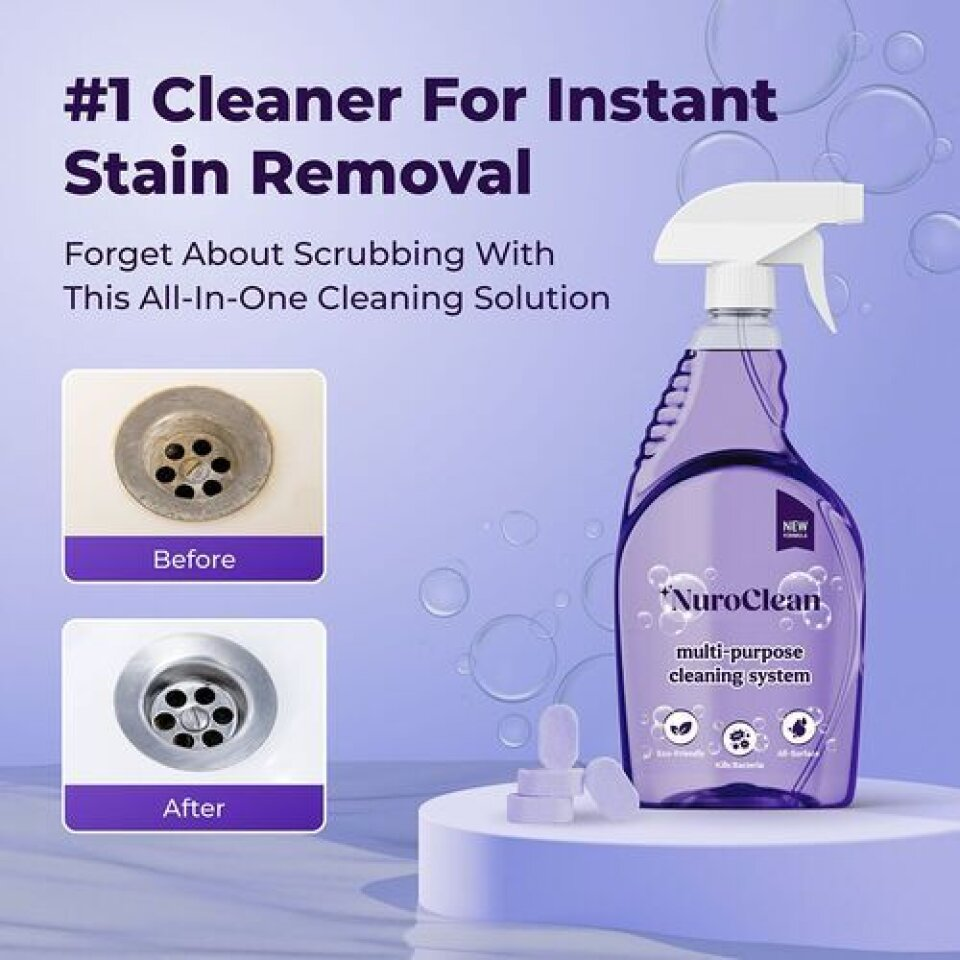 NuroClean cleaning spray bottle and product presentation